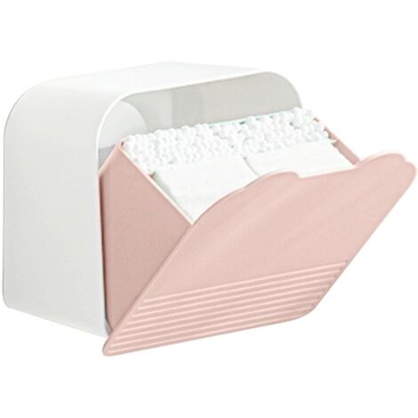 Organizer per trucchi da parete - Scatola portaoggetti da bagno con porta assorbenti, organizer da parete a doppio scomparto con copertura antipolvere per bastoncini di cotone