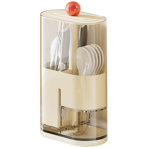 Organizer per utensili, cestino portaoggetti da cucina, scomparti divisi con vassoio di drenaggio, porta bacchette multifunzione o da utilizzare nell'armadietto
