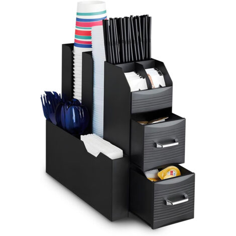 Organizer Porta Capsule Porta Cialde 9 Scomparti E 2 Cassetti Multiuso Nero