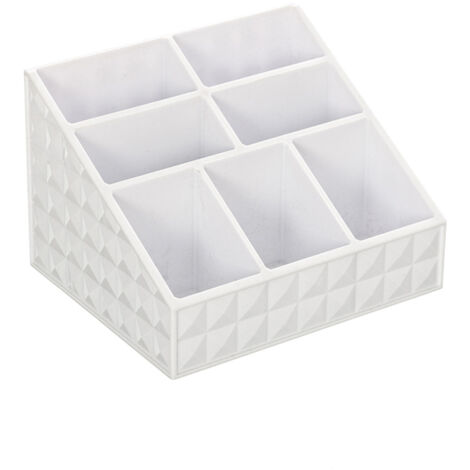 ORGANIZER PORTAOGGETTI COSMETICI PLASTICA BIANCO 7 SCOMPARTI 15x12x10cm SMACK