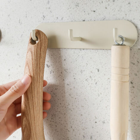 [Organizer-Set] Hangou Klebehaken mit 3 eisenemaillierten Halterungen für Garderobe, Küche und Tür (1 Stück).