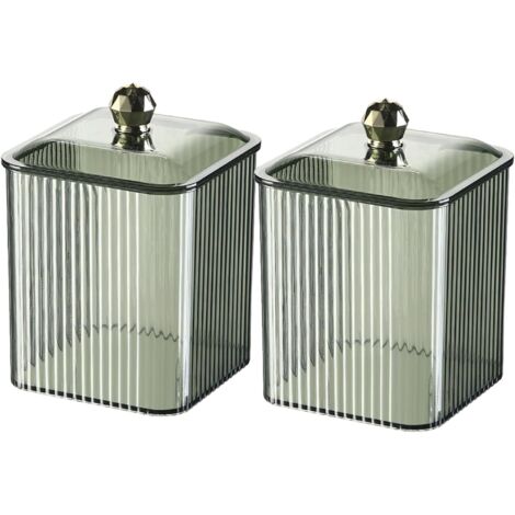 Organizer trasparente per cotton fioc con coperchio, scatola porta cotton fioc per bagno, dispenser per cotton fioc per camera da letto, scatola impermeabile per cotton fioc (verde, S)