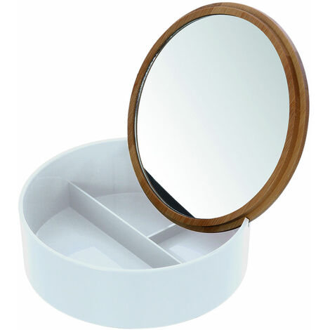 Organizer Trucchi e Cosmetici con Specchio in Bambù Smack - Colore: Bianco