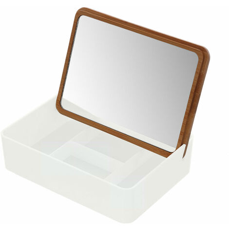 Organizer Trucchi e Cosmetici con Specchio Rettangolare Smack - Colore: Bianco