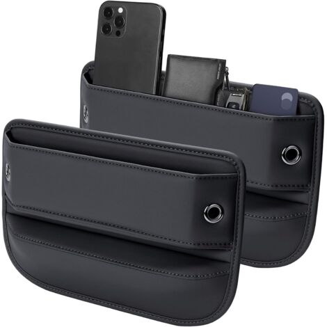 Organizer universale per auto, in pregiata pelle, per sedili, accessori per uomo e donna, indispensabile per SUV e camion (nero, confezione da 2).