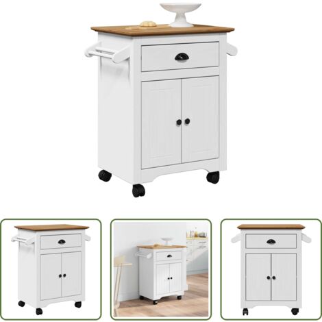 Organizzatore da cucina -  Carrello da Cucina BODO Bianco e Marrone 72x45x80 cm