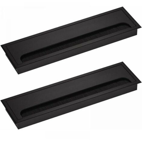 Organizzatore di cavi rettangolare 80 x 280 mm per scrivanie integrate, confezione da 2, nero