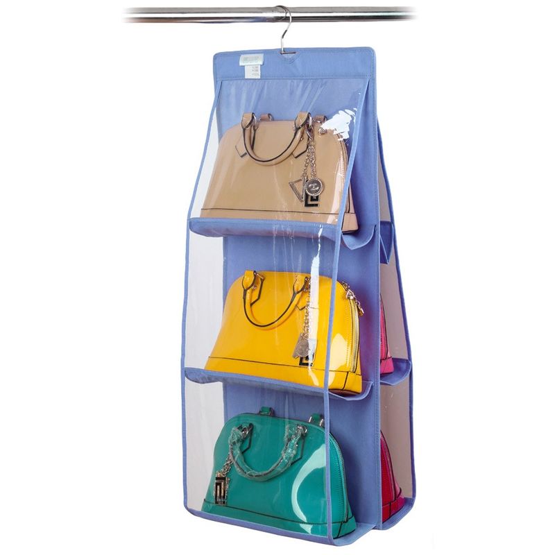 Image of Mediawave Store - Organizzatore fino a 12 borse con gancio pratico organizer da armadio o porta Colore: Blu