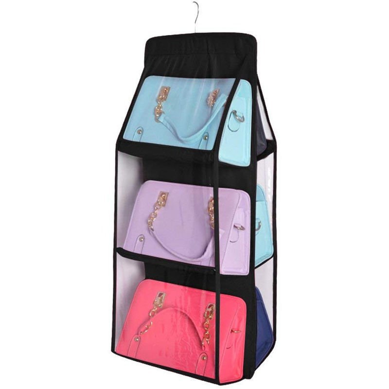 Image of Organizzatore fino a 12 borse con gancio pratico organizer da armadio o porta Colore: Nero