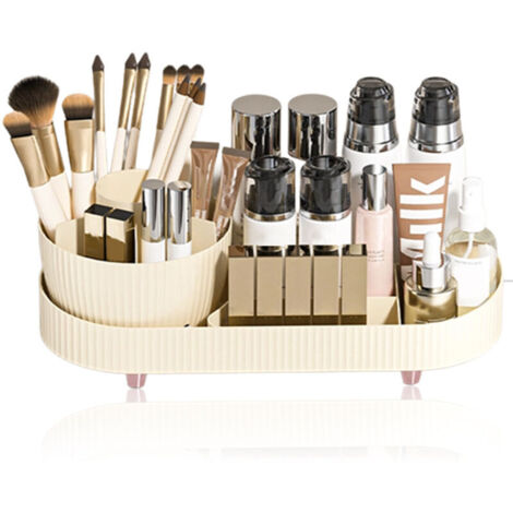 Organizzatore girevole per il trucco, espositore per cosmetici, porta prodotti per la cura della pelle da appoggio, toeletta, scrivania (senza coperchio)