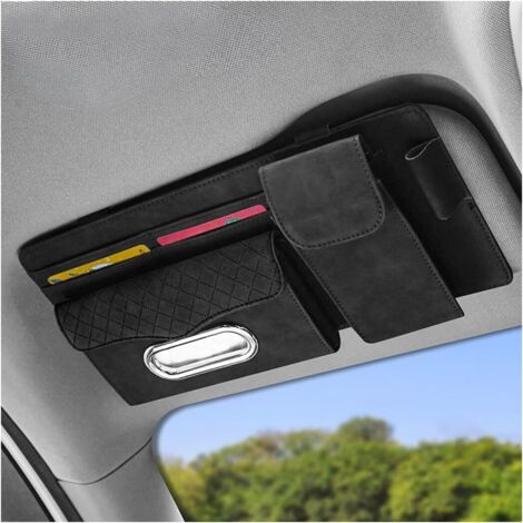 Organizzatore per aletta parasole auto, organizer per aletta parasole auto per occhiali da sole, porta carte universale per aletta parasole auto, porta patente, portachiavi, telefono, supporto per cel