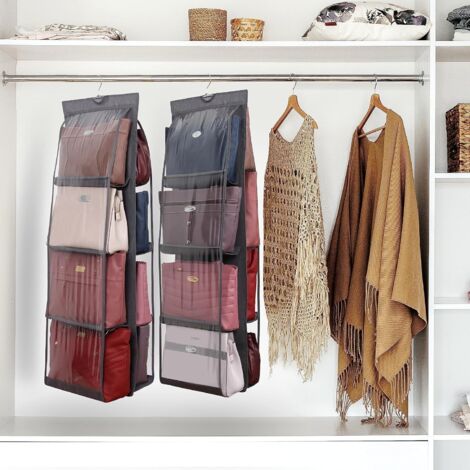 Organizzatore per borse da appendere Winter Shore [Set da 2] - Portaborse pieghevole per pochette e borse a tracolla - Accessorio per vestirsi con 8 scomparti - Plastica trasparente e robusto gancio z