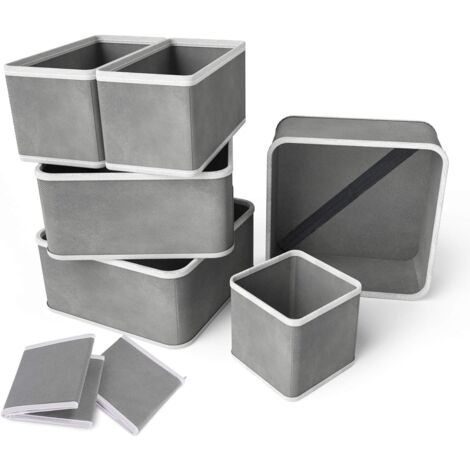 Organizer Per Cassetti | Set Di 3 | In Tessuto Pieghevole | Per Biancheria Intima, Calzini, Reggiseni | Grigio - Foto 12