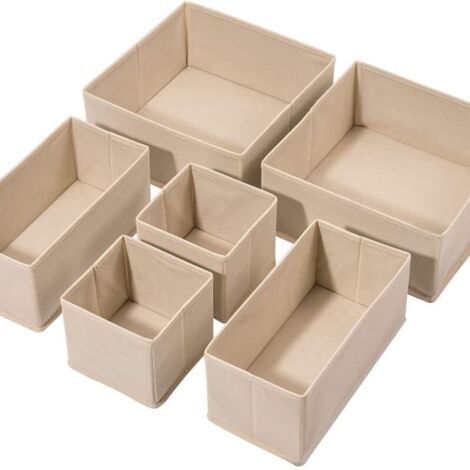 Organizzatore per cassetti, scatola portaoggetti per biancheria intima, set da 12, per calzini, reggiseni, mutandine, cravatte, sciarpe, beige sabbia