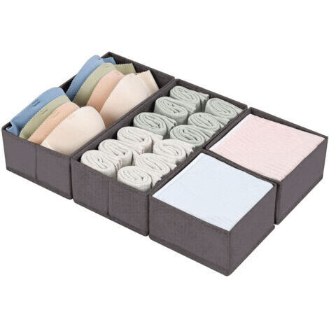 Organizzatore per cassetti, set da 4 divisori bassi per cassetti, ideali per cameretta, vestiti, abbigliamento per neonati, calzini, biancheria intima, cravatte (grigio)