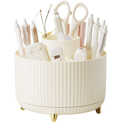 Organizzatore per cosmetici, porta pennelli girevole a 360°, mensola per cosmetici, organizer decorativo per cosmetici - bianco
