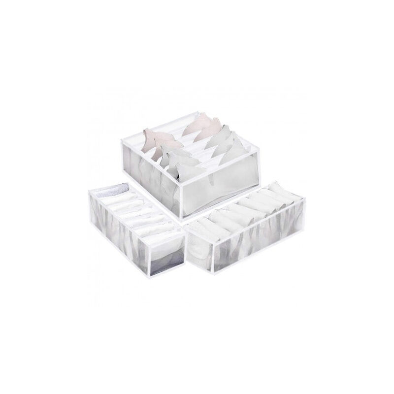 Image of Springos - Organizzatore per il cassetto con scomparti per biancheria, bianco.