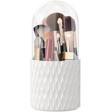 Organizzatore per pennelli da trucco girevole a 360° con coperchio - Scatola portaoggetti girevole, pratico supporto espositivo, adatto per pennelli e accessori per il trucco, 11 x 23 cm, design elega