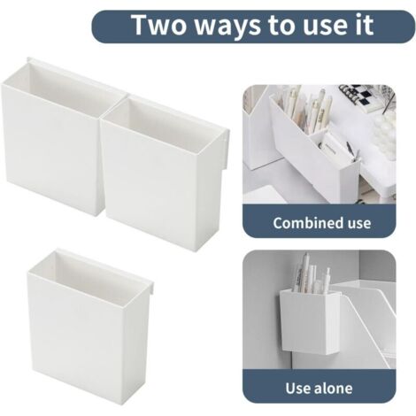 Organizzatore per pennelli da trucco - Organizzatore da parete rimovibile per prodotti di bellezza e cancelleria per ufficio, toeletta, camera da letto, bagno (bianco)