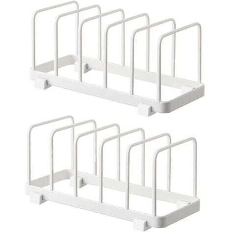 Organizzatore per piatti, scolapiatti, porta piatti, organizer per ripiani per piatti, contenitore per taglieri per piano cucina (bianco, 2 pezzi)