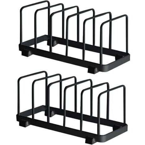 Organizzatore per piatti, scolapiatti, porta piatti, organizer per ripiani per piatti, contenitore per taglieri per piano cucina (nero, 2 pezzi)