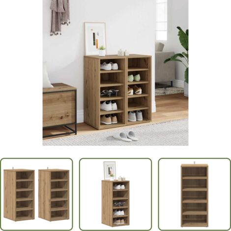 Organizzatore per scarpe -  Scarpiere 2 pz Rovere Artigianale 32x35x70 cm in Truciolato