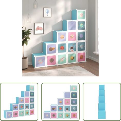 Organizzatore portaoggetti -  Scaffale Portaoggetti per Bambini con 15 Cubi Blu in PP