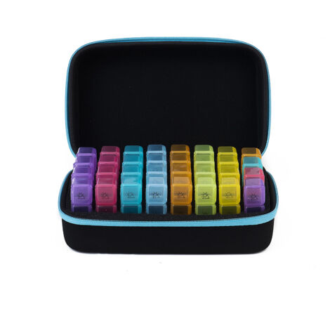 Organizzatore portatile mensile, due volte al giorno, 32 scatole portaoggetti extra-large per la mattina e il pomeriggio con custodie rigide per il trasporto.