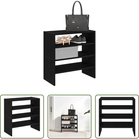 Organizzatore scarpe -  Scarpiere 2 pz Impilabili in Rovere Nero 60x30x30,5 cm