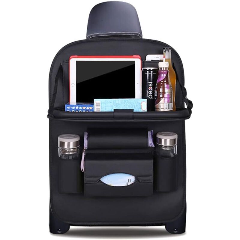 Organizzatori per auto di lusso in pelle PU, protezione per sedile posteriore con supporto pieghevole per tablet, organizer impermeabili per auto