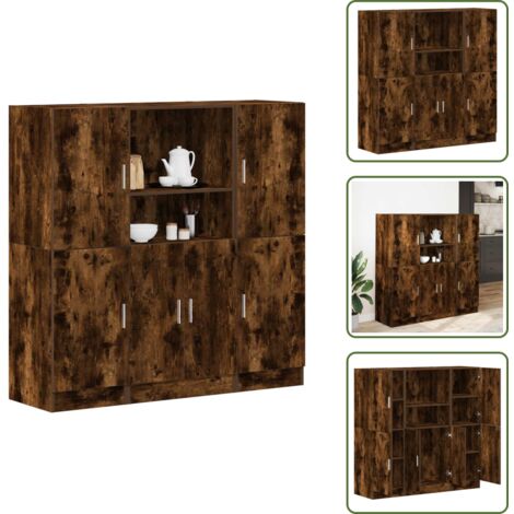 Organizzazione cucina - vidaXL Set di Mobili da Cucina 3 pz Rovere Fumo in Truciolato - Truciolato