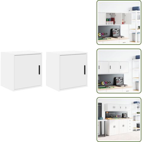 Organizzazione garage - vidaXL Pensili per Garage 2 pz Bianco in Legno Multistrato - Armadietto in legno