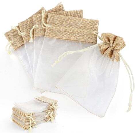 Organza-Geschenkbeutel, 30 Stück Schmuckbeutel für Hochzeiten, 10 x 15 cm, Geschenkbeutel aus Sackleinen mit Kordelzug, Schmuckbeutel für Hochzeit, Party, Geburtstag, DIY-Basteln.