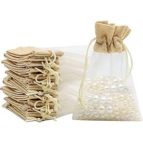 Organza-Jutebeutel, 24 Stück, 1015 cm lange Organza-Geschenktüten mit wiederverwendbarem Kordelzug für Hochzeiten, Schmuck, Süßigkeiten, Feste