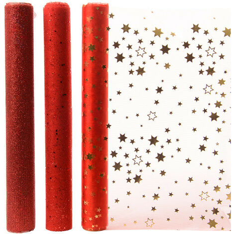 Organza percorso tavolo 3 modelli corrispondenti rosso 200x35cm