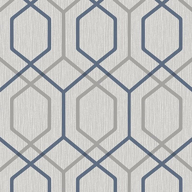 Belgravia Decor - Oria Hex Wallpaper Belgravia Décor Geometric Navy Grey Glitter Textured Vinyl