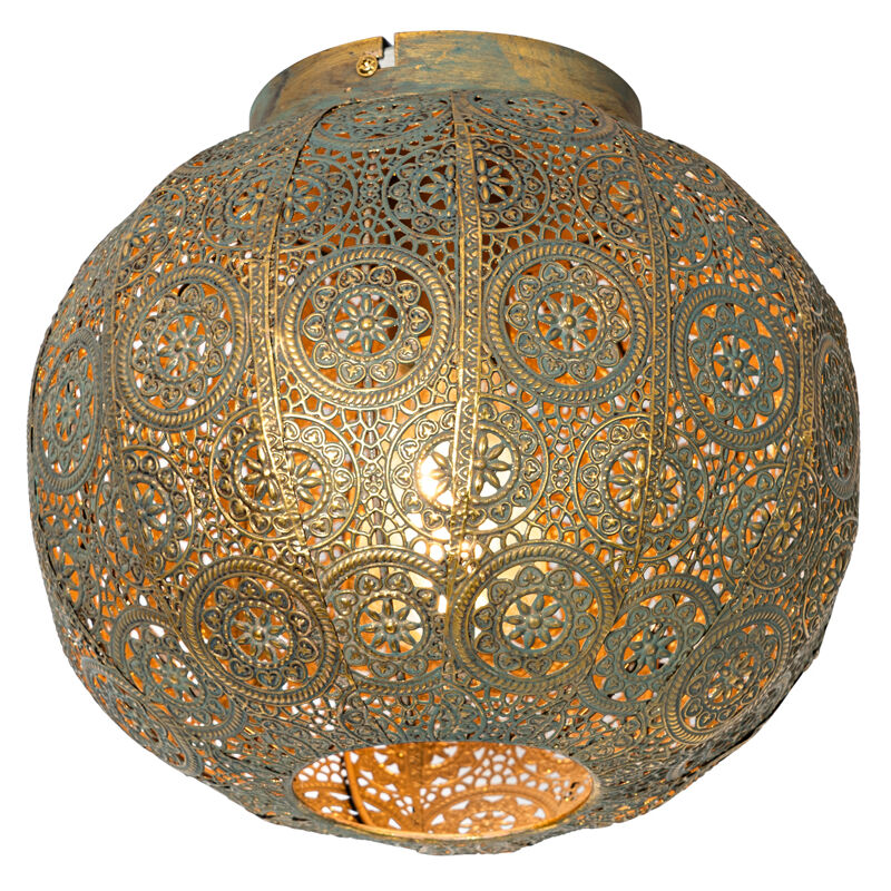 Oriental ceiling lamp gold with green 28.5 cm - Baloo - Green