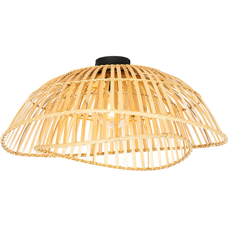 Oriental Ceiling Light Black with Natural Bamboo 62 cm - Pua