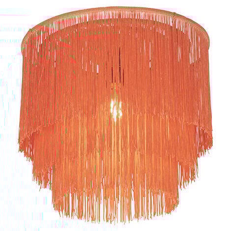Oriental Ceiling Light Gold Pink Shade with Tassels - Franxa