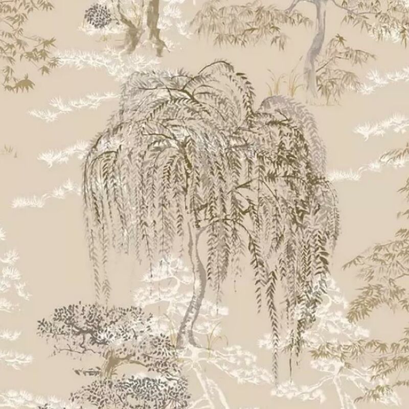 Arthouse - Oriental Garden Wallpaper Gold White Tree Floral Flower