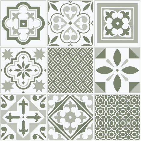 Oriental Green Floor Tiles Self Adhesive Vinyl Flooring Kitchen Bathroom 1m²