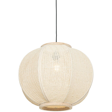 QAZQA Oriental Pendant Lamp Natural Fabric 48 cm - Rob