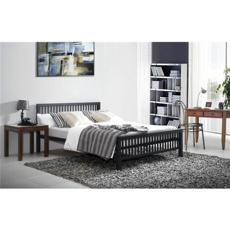 main image of "Oriental Shaker Style Black Metal Bed Frame - Small Double 4ft"