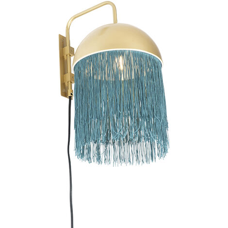 main image of "Oriental wall lamp gold with green fringes - Fringle"