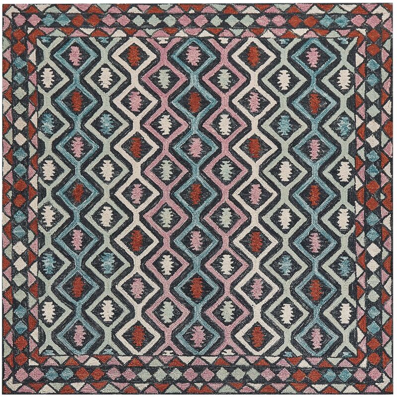 Beliani - Oriental Wool Rug Geometric Pattern 200 X 200 Cm Living Room Mulitcolour Haymana
