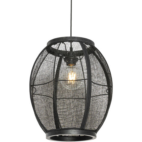 Orientalische Hängelampe Schwarz Stoff 35 cm - Rob