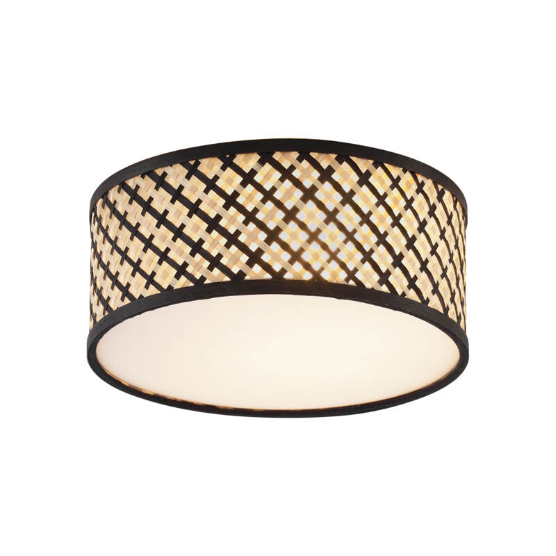 Qazqa Orientalische Rattan Deckenleuchte Mit Schwarz 30cm - Tremmo
