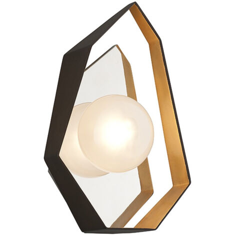 Origami Applique murale à 1 lumière bronze à la feuille d'or, verre