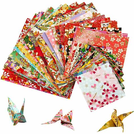 Origami Papier Kit - 60 Feuilles de papier origami Papier Plié De Carrée simple-face 3 tailles pour travaux manuels la Décoration de Fête de Jouets pour Enfants,Couleur aléatoi