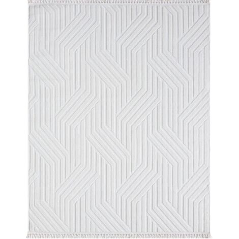 ORIGAMI - Tapis à relief géométriques moderne blanc 120x180